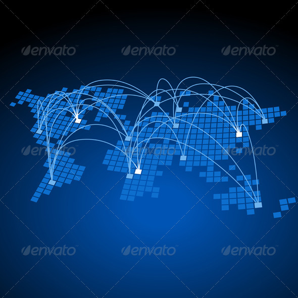 Map Of The World With Global Connections - Communications Technology