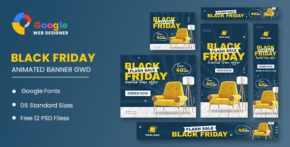 Black Friday Sale Furniture HTML5 Banner Ads GWD