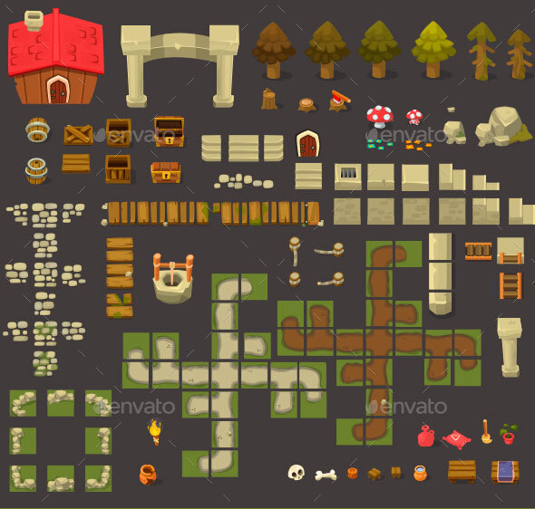 Forest Assets - Top Down, Game Assets | GraphicRiver