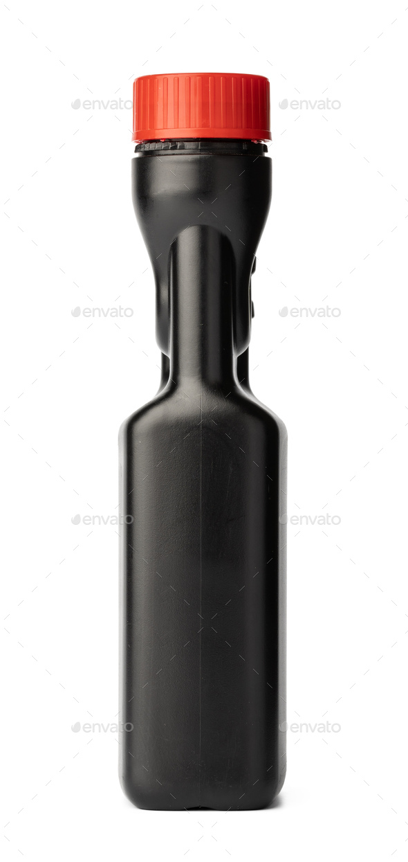 Plastic liquid detergent container on white background Stock Photo by