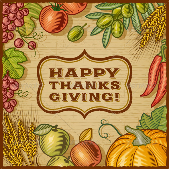 Thanksgiving Retro Card - Miscellaneous Seasons/Holidays
