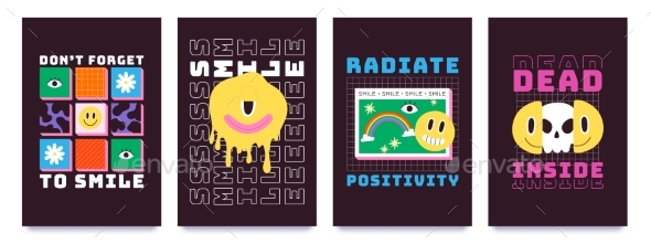 Tshirt Design with Psychedelic Smiley Faces