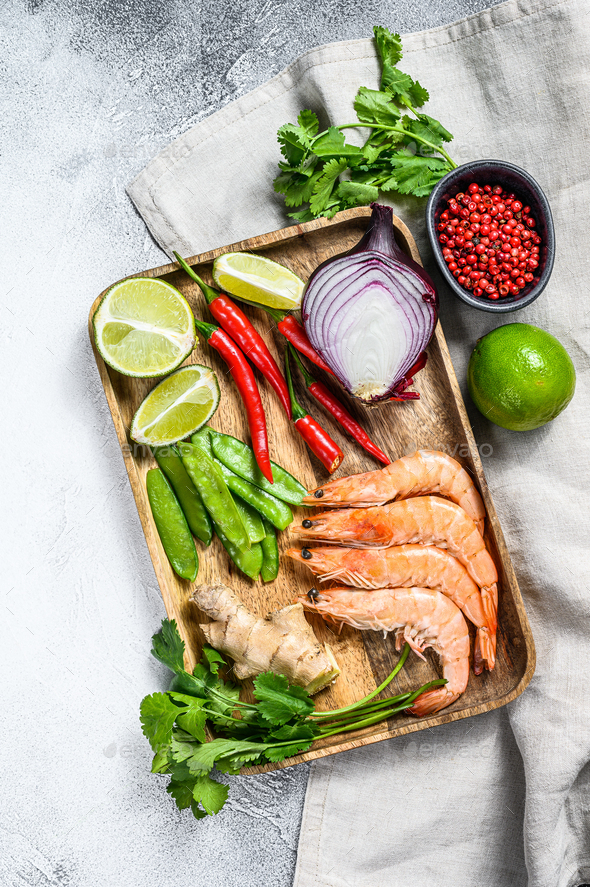 Recipe and ingredients Tom Kha Gai. Thai galangal chicken soup in coconut milk