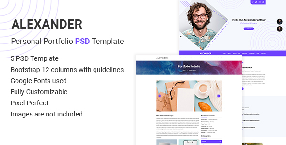 Alexander – Personal Portfolio PSD Template