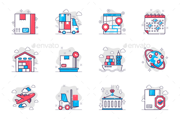 Shipping Line Icons Set