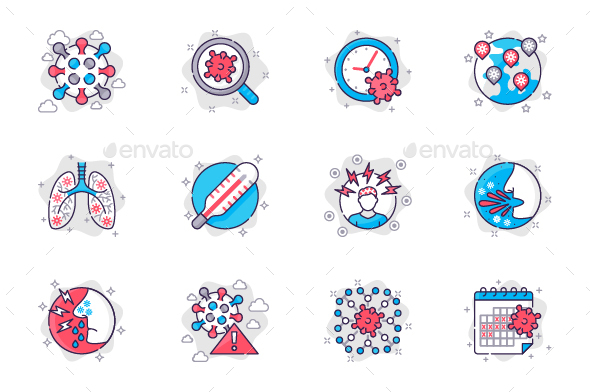 Coronavirus Line Icons Set