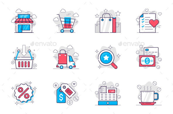 [DOWNLOAD]Shopping Line Icons Set