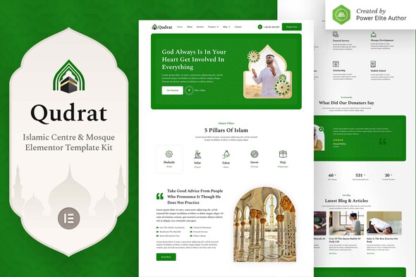 Qudrat – Islamic Center & Mosque Elementor Template Kit