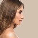 Beauty woman face profile portrait. Healthy beautiful skin female on color background brown - PhotoDune Item for Sale