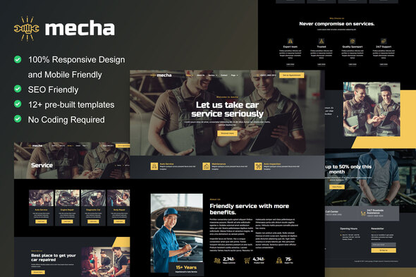 Mecha - Car Repair & Auto Service Elementor Template Kit