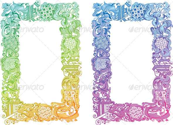 Calligraphic Floral Border - Borders Decorative