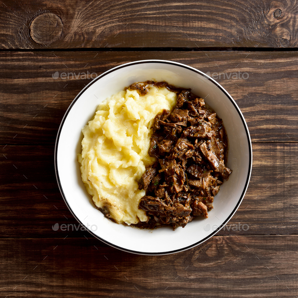 Slow cooked beef with mashed potatoes Stock Photo by voltan1 PhotoDune