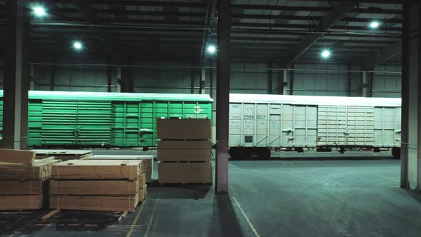 A Freight Train at the Warehouse of a Woodworking Enterprise