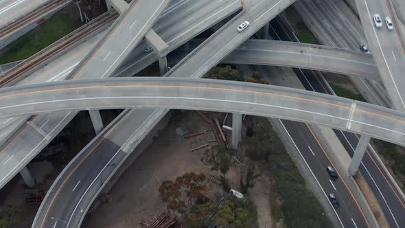 AERIAL: Spectacular Fly Over Judge Pregerson Highway Showing Multiple Roads, Bridges, Viaducts with alt