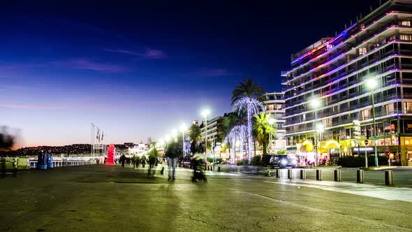 Promenade Des Anglais In Nice, Southern France Time Lapse