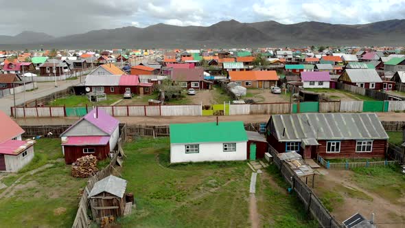 Aerial View of City Landscape of Colorful Houses in Mongolia alt