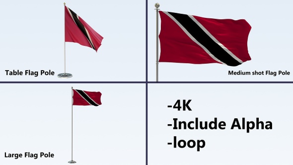 Trinidad And Tobago Flag Pole Pack 4k-Loop alt