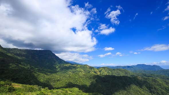 4k Time-lapse of mountain with blue sky and cloud at Khao Kho, Phetchabun, Thailand alt