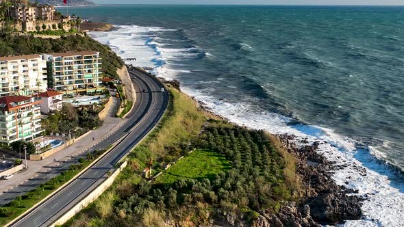 Aerial View Strong Storm Background Turkey Alanya alt