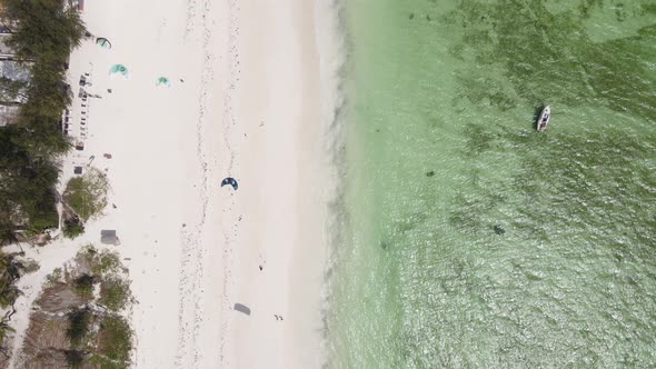 Aerial View of the Beach on Zanzibar Island Tanzania Slow Motion alt