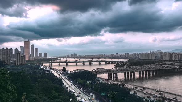 Time Lapse Sunset Seoul City South Korea alt