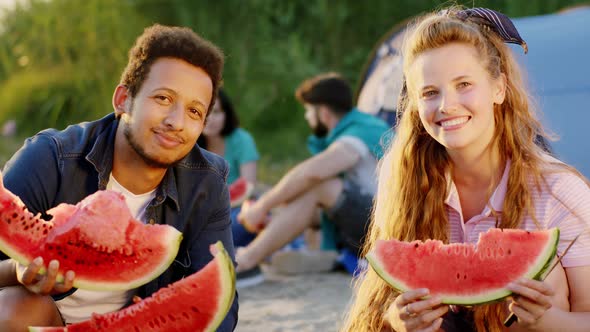 At Sunset in Amazing Place at the Picnic Lady with alt