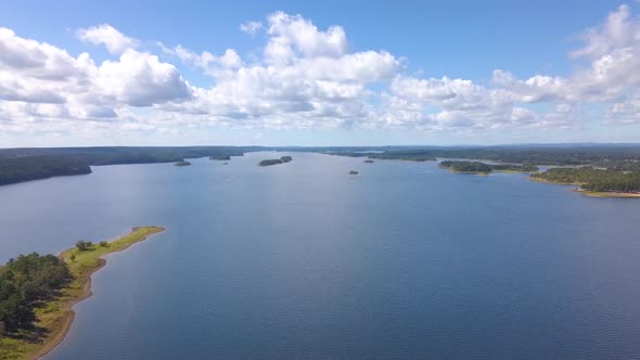 Aerial Shot Heading Down Main Body of Blue Lake alt