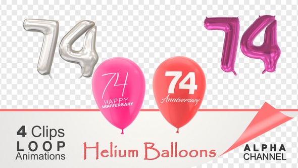 74 Anniversary Celebration Helium Balloons Pack