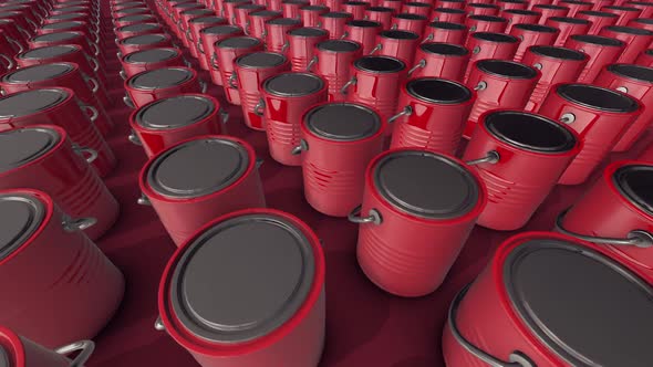 A Lot Of Red Paint Cans In A Row Hd alt
