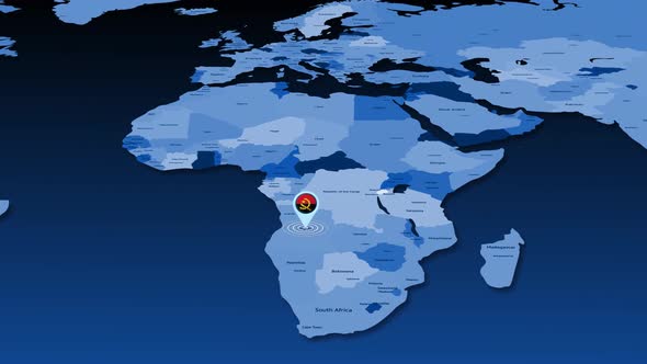 Angola Flag Icon Gps Location Tracking Animation On Earth Map alt