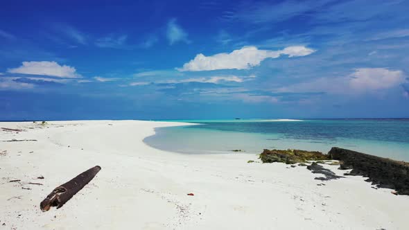 Aerial top down sky of luxury lagoon beach vacation by blue ocean with white sand background of a da alt