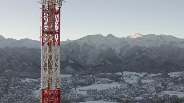 Lattice Tower Of RTON Gubalowka Transmitter Standing On The Gubalowka Mountain Overlooking Vast Wint alt