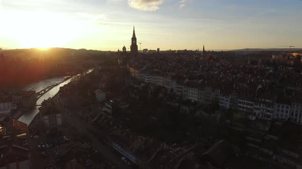 Aerial view of Bern with buildings alt