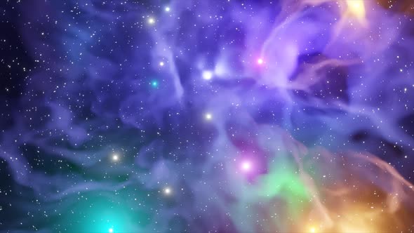 Deep Space Nebula Loop Background with Glowing Star and Plasma alt