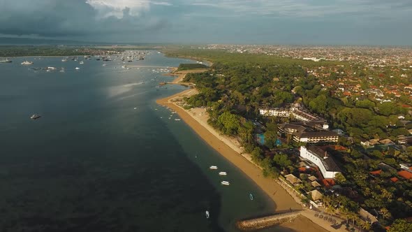 Beautiful Sanur beach drone footage in Bali. This footage was shot during Sunrise and Sunset time. alt