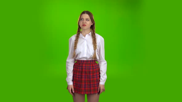 Unpleasant Smell Made the Girl Close Her Unpleasant Smell Nose. Green Screen alt