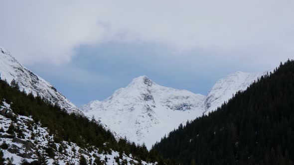 Timelapse of a mountain covered with snow