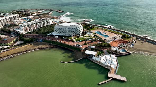 Modern Hotel Aerial view 4 K Turkey Alanya alt