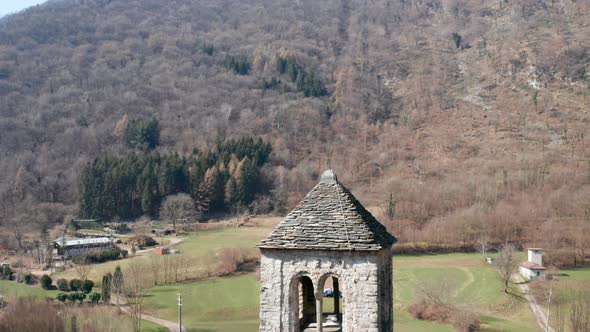 Romanic Church Bell Tower Aerial View
