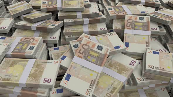 50 Euro Banknote Bundles Scattered alt