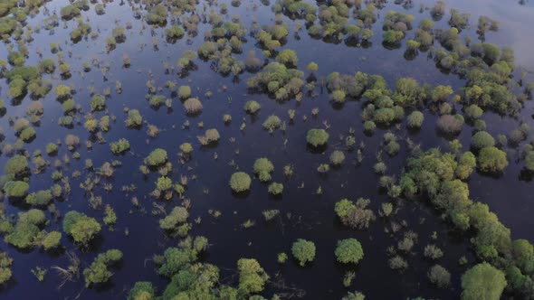 Aerial Drone Footage of High Water in Spring Time