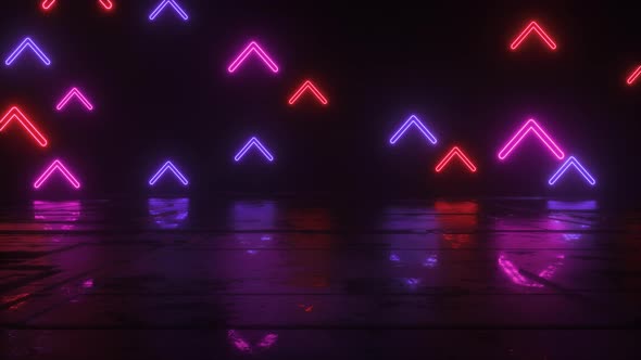 Colorful Neon Glowing Arrows Rising Up Backdrop alt