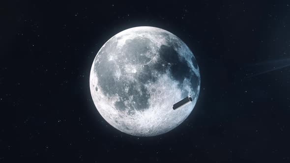 Second Stage Rocket Booster Crashing into the Moon - Wide Shot