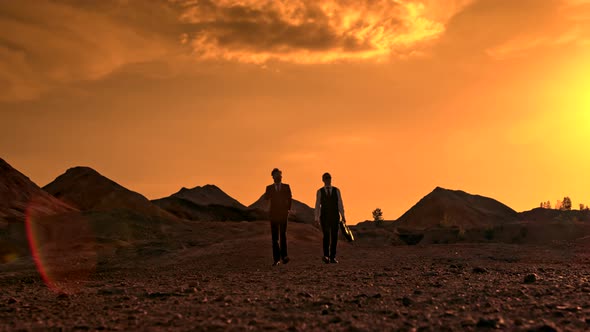 Business Men Moving on Camera alt