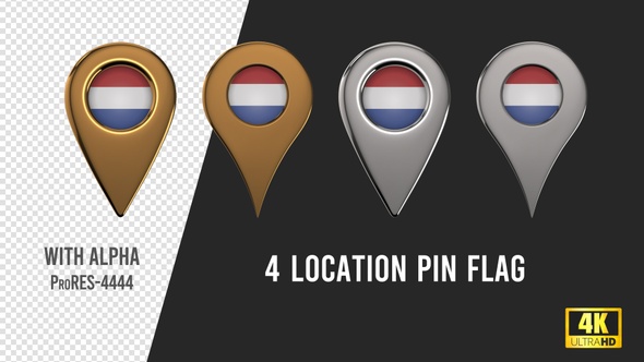 Netherlands Flag Location Pins Silver And Gold alt