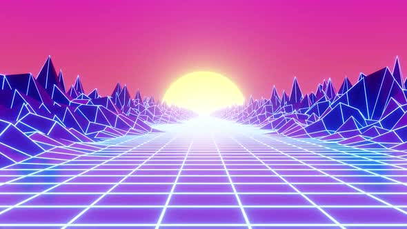 Synthwave Road Pastel Pink Sky Background Loop alt