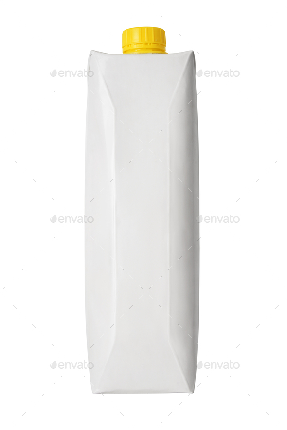 Juice or milk box carton package isolated on white.