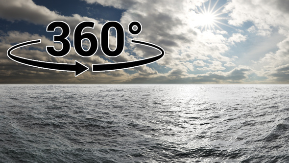 Ocean Aerial. Cloudy. 360 VR Panoramic Stereoscopic