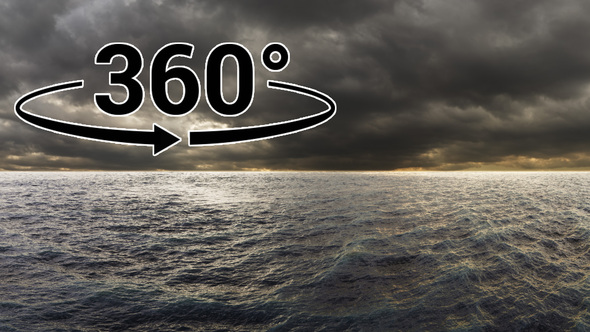 Ocean Waves Overcast Aerial 360 VR Panoramic Stereoscopic