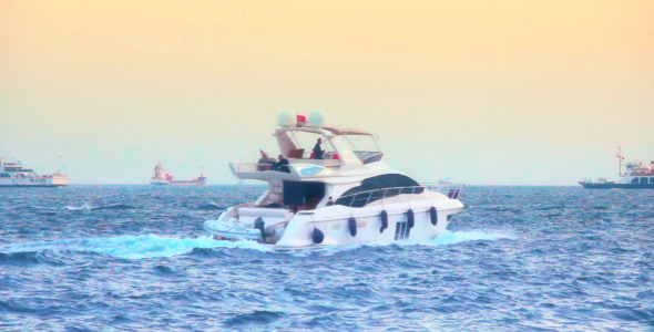 Speed Boat In Bosphorus Dawn